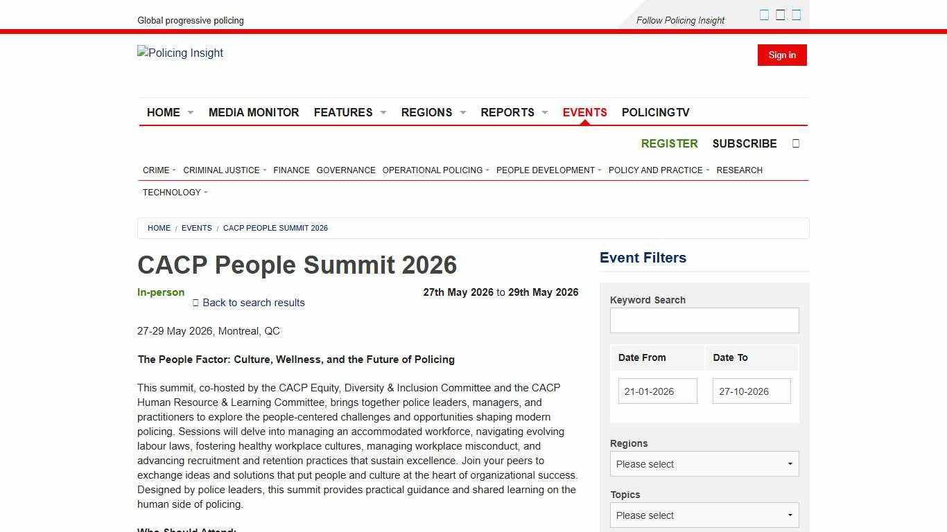 CACP People Summit 2026 - Policing Insight