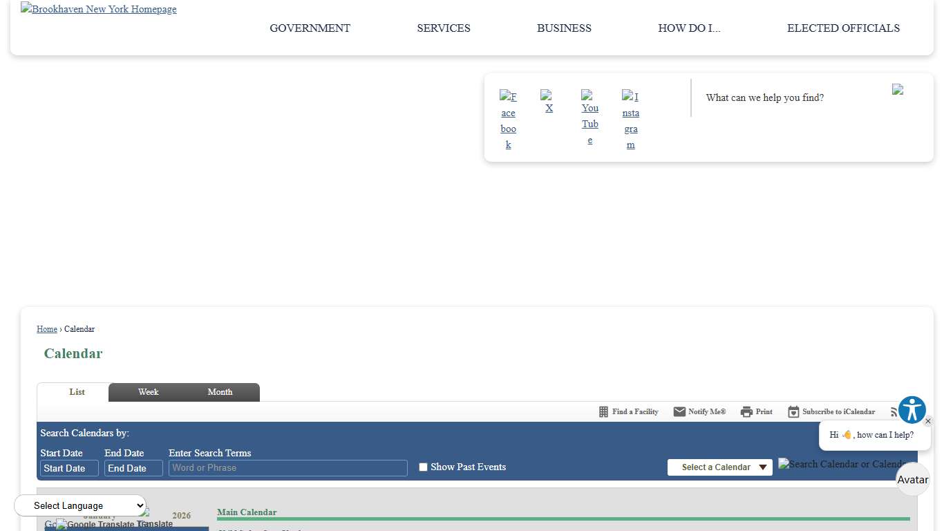 Calendar • Brookhaven, NY • CivicEngage